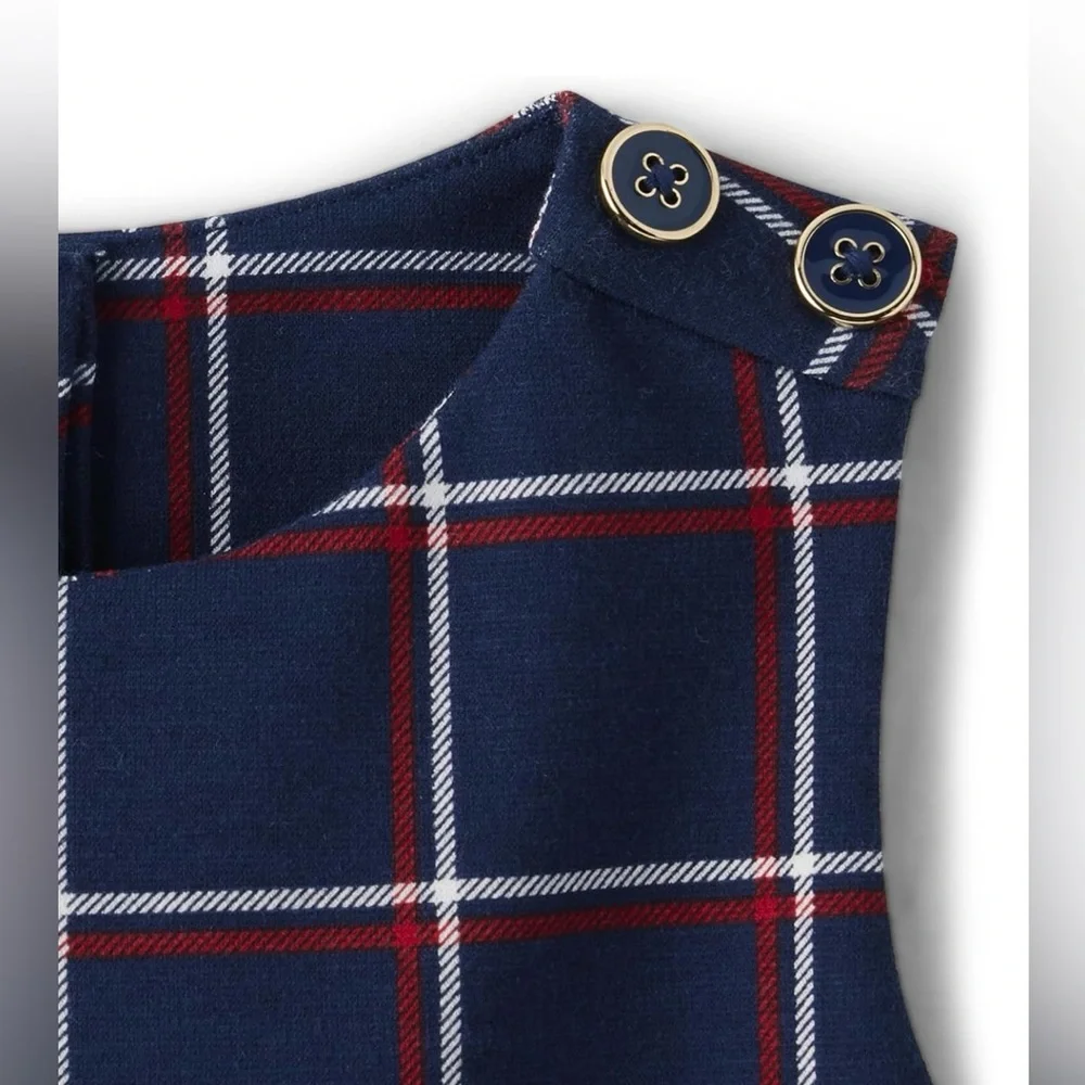 NWT Gymboree Blue and Red Plaid Fit & Flare Dress Size 12 - Picture 2 of 4